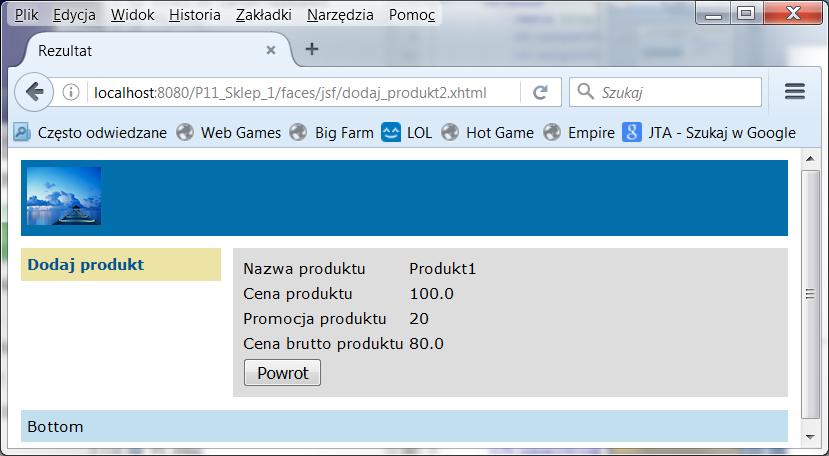 Dwukrotne wstawienie tych samych danych za pomocą strony dodaj_produkt2.