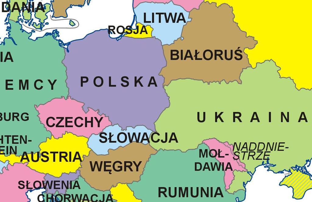 Przykładowe problemy SAT (3) Kolorowanie mapy Dana jest przykładowa mapa polityczna.