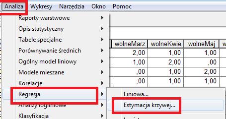 Rozwiazanie: ¾ skorzystamy w tym miejscu z estymacji krzywej gdzie wskazujemy zmienna¾ zale zna¾