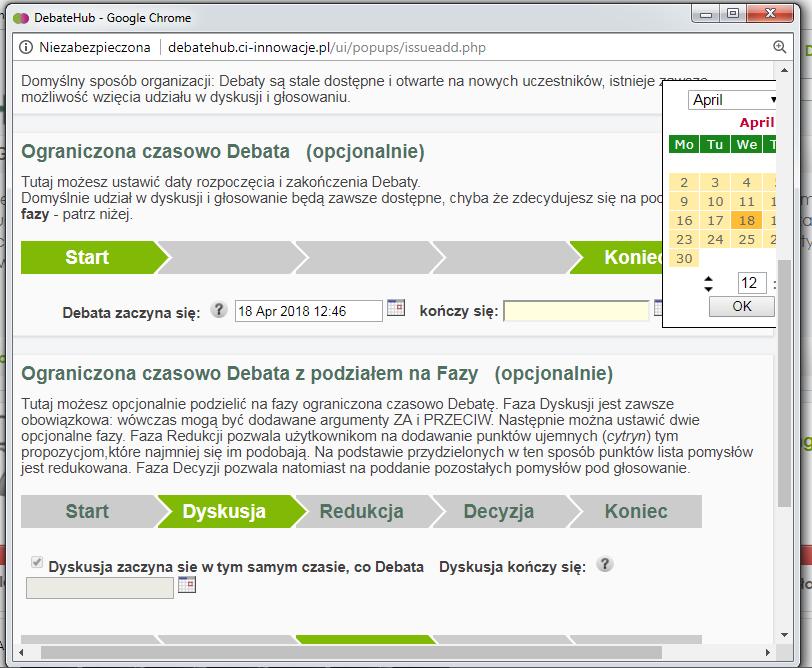 4 R A P O R T Z M O D Y F I K A C J I f. Szerokość ekranu wyskakującego okienka. Okienko zostało rozszerzone, aby uniknąć wyświetlania paska poniżej.