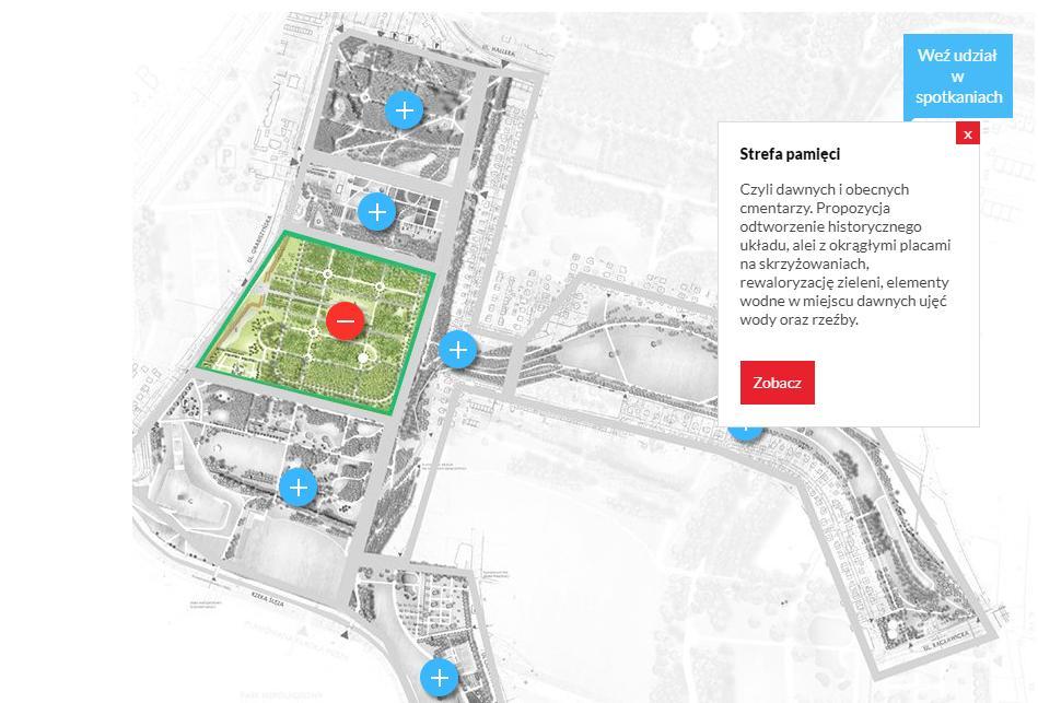 STREFA PAMIĘCI Ryc. Strefa pamięci, dawne cmentarze część środkowa nr rysunku 3.3, źródło: https://www.wroclaw.