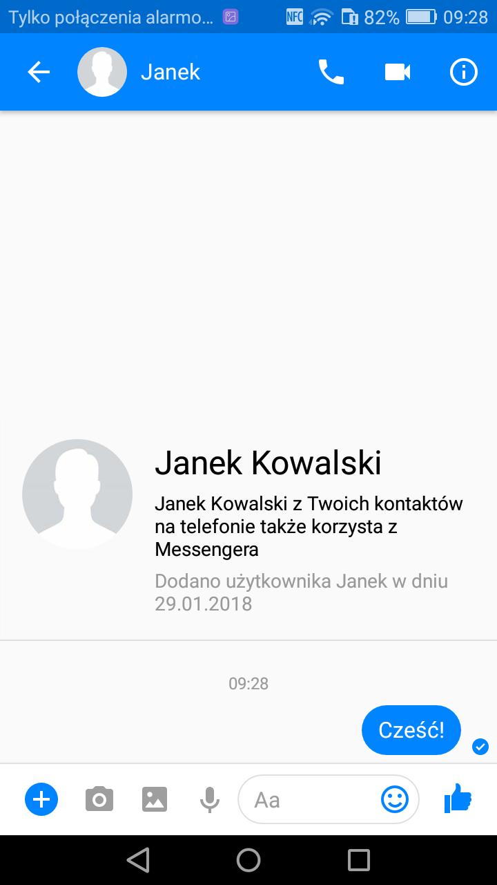 Messenger konwersacja W Messengerze wysłane wiadomości zawsze wyświetlane