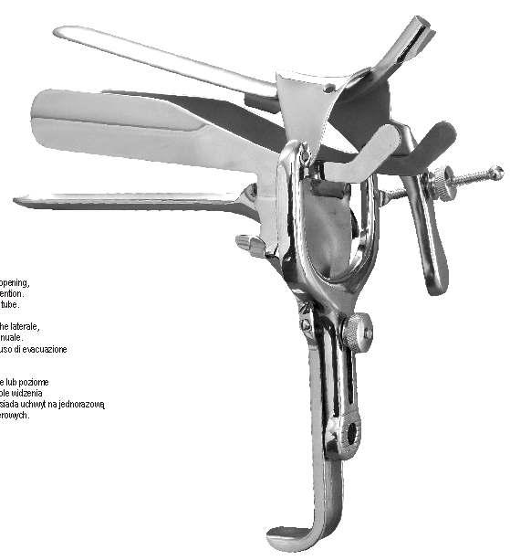 Vaginal Specula Speculi vaginali Wzierniki pochwowe EL W Width Larghezza Szerokość Working Length Lunghezza utile Długość części pracującej L Falcon Combination Speculum 4-Valves Single Speculum for