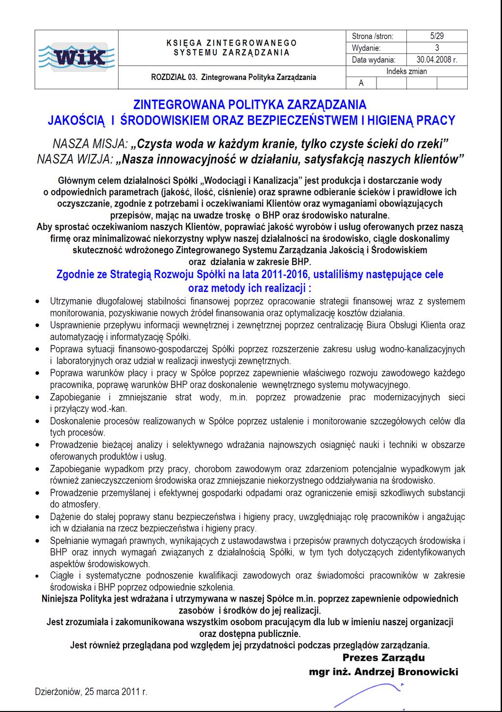 Załącznik nr 3 Zintegrowana Polityka Zarządzania