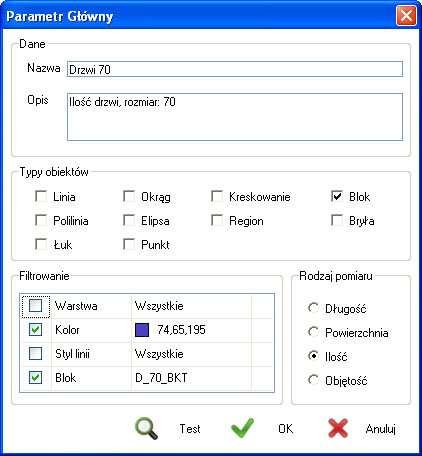 3. Parametr główny Jest podstawowym elementem, który może zostać umieszczony w raporcie. Parametr określany jest przez nazwę oraz ewentualnie opis.