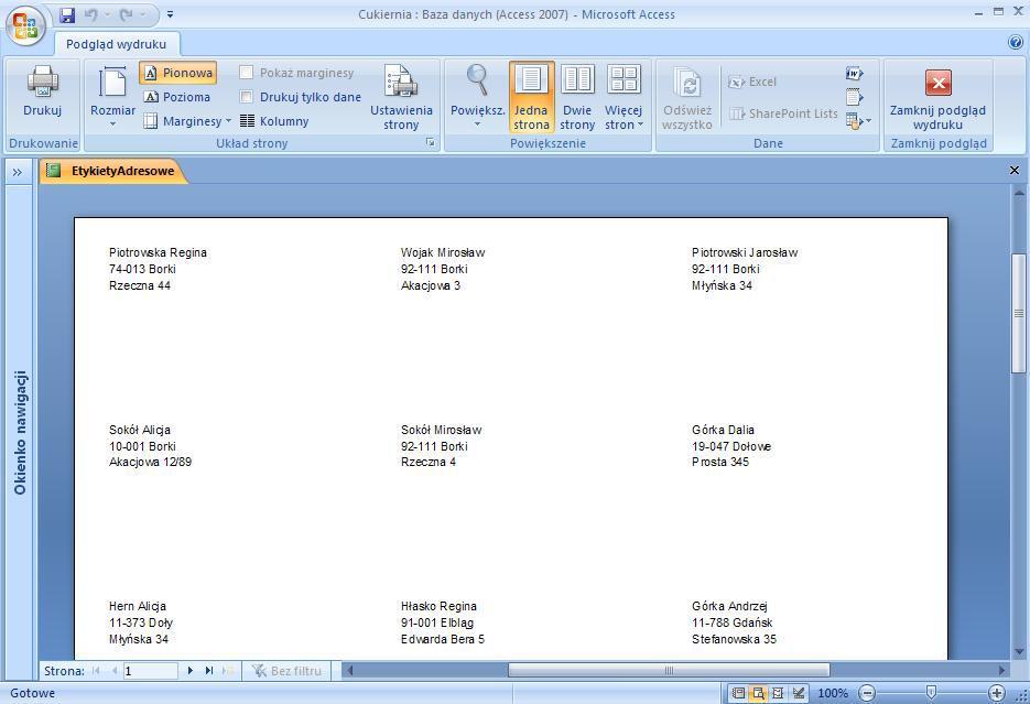 Wykonaj etykiety adresowe (powinny one wyglądać podobnie