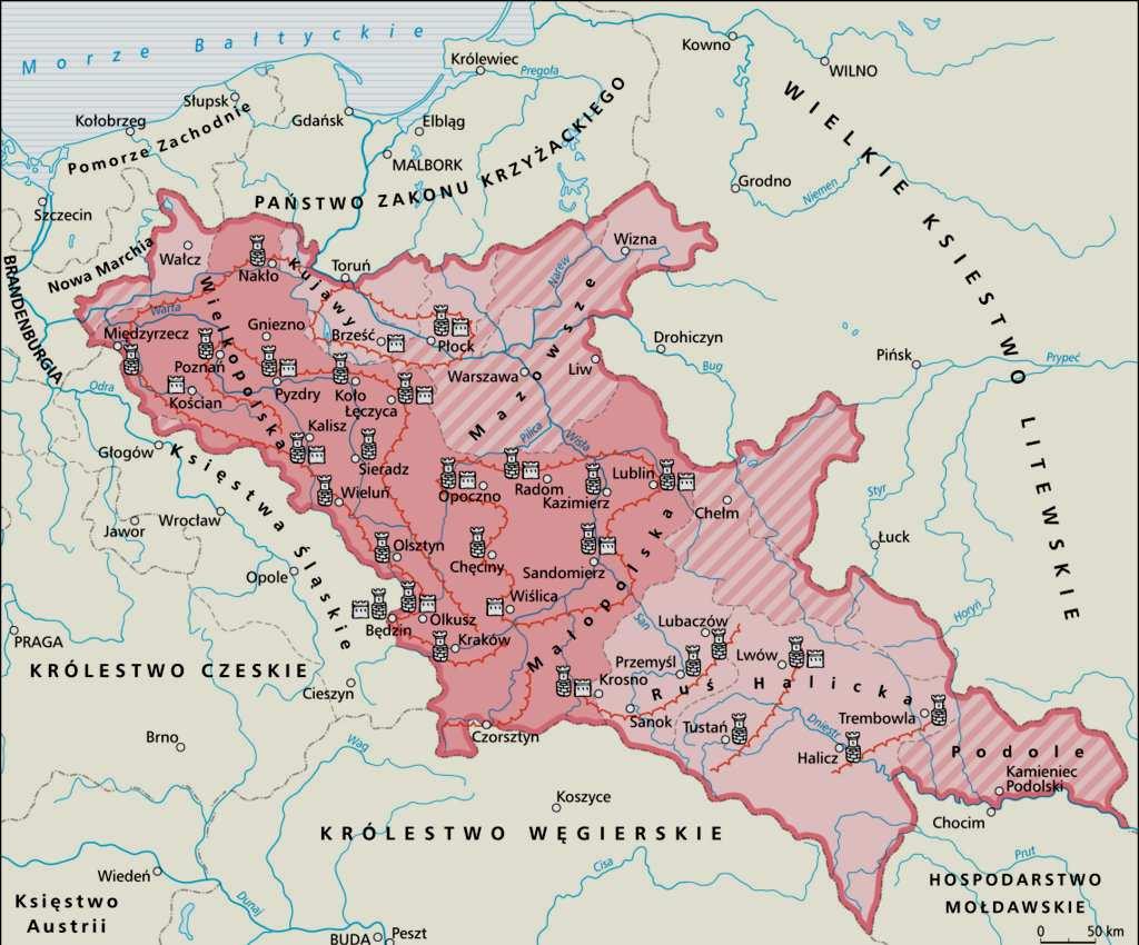 4 Wojewódzki Konkurs Przedmiotowy z Historii 2018/2019 eliminacje szkolne Zadanie 11. (0 2) Na podstawie mapy odpowiedz na pytania.