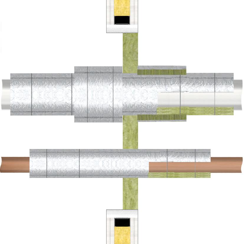 6.4 Rury niepalne z lokalną izolacją z mat z wełny mineralnej Alu amella Mat Na rurach niepalnych należy wykonać