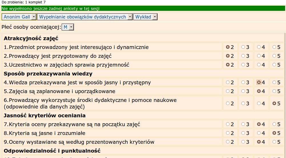 88 Zeszyty Naukowe SGSP Nr 40 formularza ankiety z głównymi kategoriami oceny, oznaczonymi czcionką pogrubioną, i odpowiadającymi im problemami szczegółowymi, zgodnie