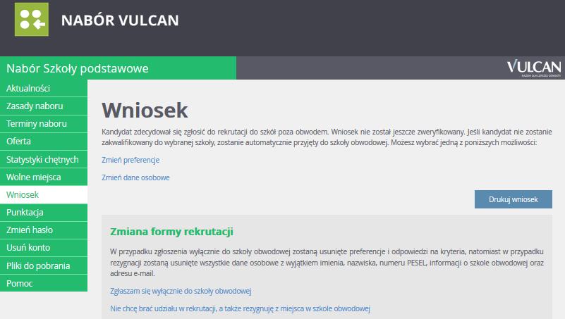 Rejestracja dziecka przez rodzica/opiekuna prawnego Kandydat po złożeniu wniosku w systemie będzie mógł (w zależności od etapu rekrutacji) zmienić preferencje, dane osobowe lub formę rekrutacji lub