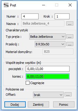 Rys.9. Numercja węzłów i prętów. wpisać ich współrzędne w oknie Pręt.