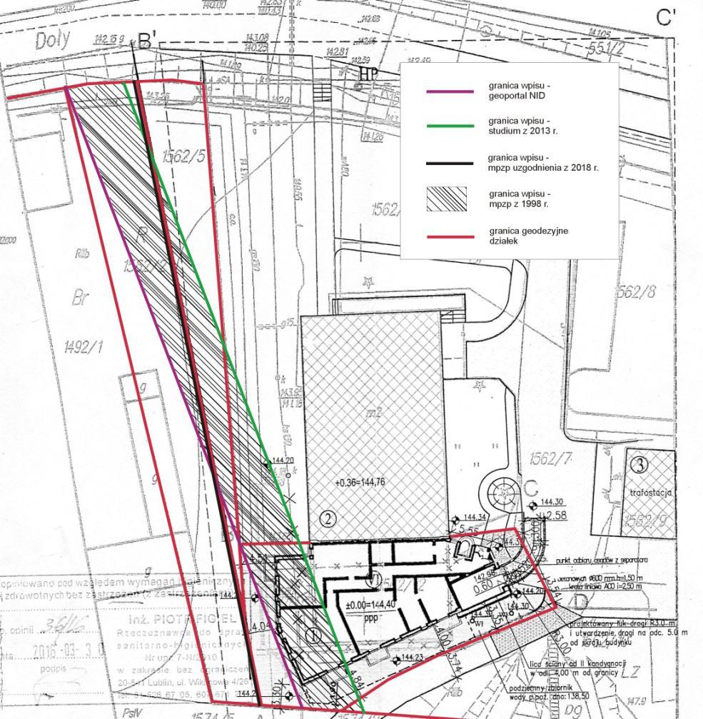 g. Kwestię określenia granic wyraźnie przedstawia rysunek graficzny opracowany na kopii projektu zagospodarowania rozbudowy budynku na działce nr ew.