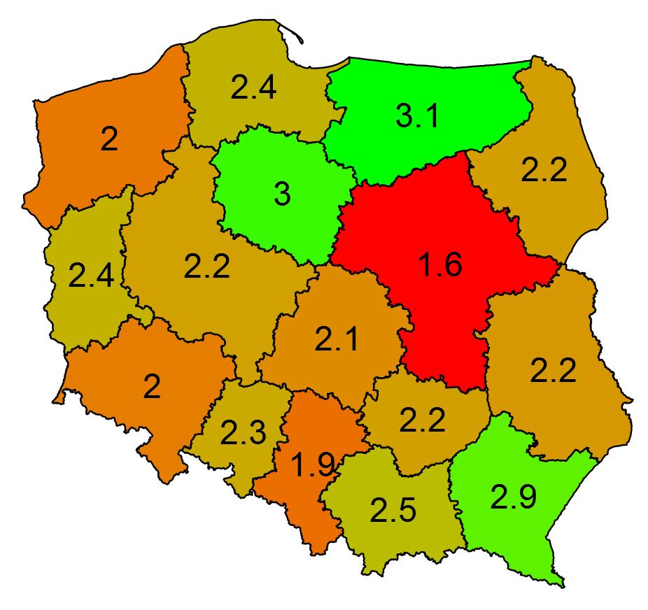 37 Wpływ na nierówności Szacunki redukcji wartości współczynnika GINI w podziale na