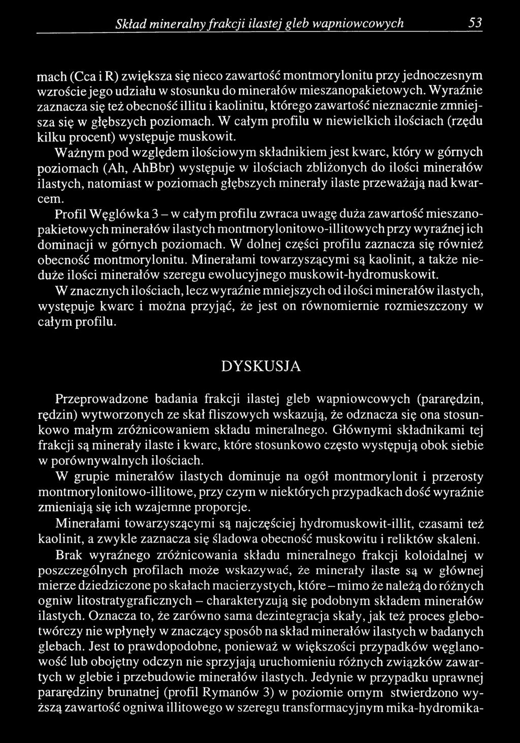 W całym profilu w niewielkich ilościach (rzędu kilku procent) występuje muskowit.