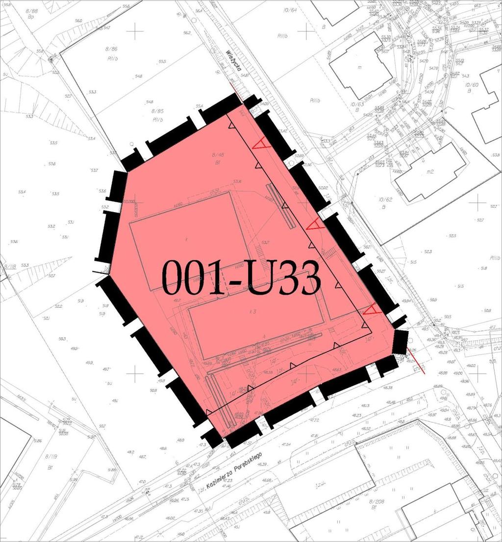 1846 PROJEKT PLANU Parametry: - zabudowa usługowa użyteczności publicznej chronionej - intensywność zabudowy: maks.