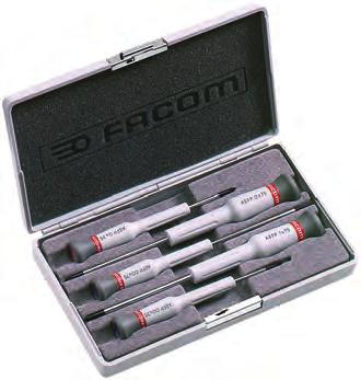 WKRĘTAKI MIRO-TH 22 Zestaw 5 wkrętaków Micro-Tech do śrub z rowkiem i Pozidriv Zawiera: 3 wkrętaków do śrub z rowkiem: AF.2x75 - AF.2,5x75 - AF.3x75. 2 wkrętaki Pozidriv : AFD.0x75 - AFD.1x75.