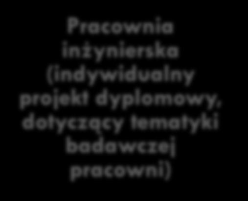 Katedra Chemii Fizycznej Realizacja bloku dyplomowego Pracownia inżynierska (indywidualny projekt dyplomowy, dotyczący tematyki badawczej pracowni) Seminarium