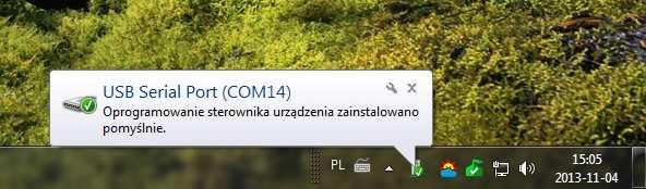 Jedną końcówkę kabla należy włożyć do komputera PC, drugi koniec do przyrządu 1361. 3. Włączyć zasilanie przyrządu 1361. 4.