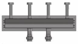 System zabudowy kotłowni do 100 kw Wartowniki typ V i Rozdzielacze 2 4 Rozdzielacz do montażu ściennego (rozstaw osi 200 mm) Moduł rozdzielacza; 2 lub 3 pary przyłączy na górze (1 ½" nakrętka płasko
