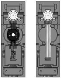 System zabudowy kotłowni do 2300 kw Grupy pompowe typ V-UK DN 25-32 Armatura ca. 550 5 ca. 175 Grupy pompowe V-UK bez mieszacza z izolacją Kompletna, z pompą lub bez pompy obiegowej (dł.