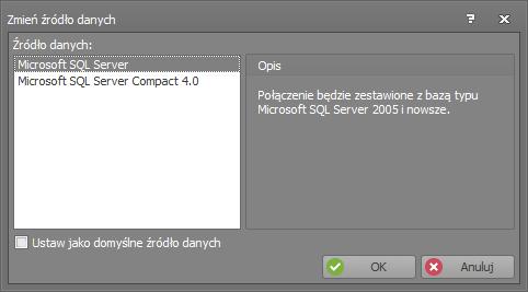 W oknie Konfiguracja połączenia należy: wprowadzić unikalną nazwę dla tworzonego połączenia (bez spacji), wybrać źródło danych (w tym przypadku