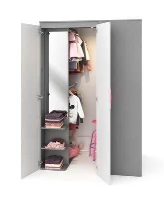 ELEMENTY KOLEKCJI BR-00P (wersja prawa) garderoba 130 x 190 x 93 cm BR-00L (wersja lewa) garderoba 130 x 190 x 93 cm BR-01 szafa dwudrzwiowa 90 x 190 x 52 cm BR-02 szafa jednodrzwiowa 57 x 190 x 42