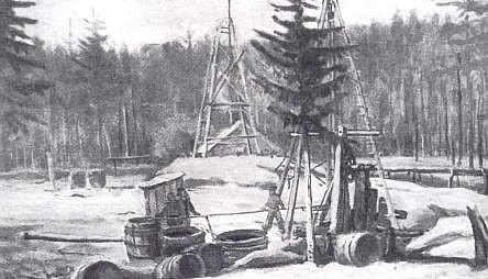 Kopalnia ropy naftowej w Bóbrce w 1872 r.