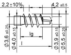 Strona 73 Europejskiej Oceny Technicznej Typy gwintów plus d = 5,5 mm, stal nierdzewna plus plus specjal plus 3.