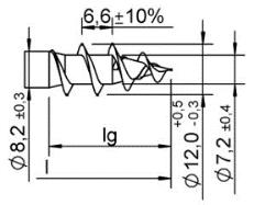 Strona 96 Europejskiej Oceny Technicznej Typy gwintów d = 12,0 mm, stal węg grubozwojny I wersje z pierścieniem i, lub z przeciwgwintem i grubozwojny II Wersje z i pre cut.