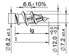 wersje z pierścieniem, przeciwgwintem, pre cut i crossing cut z wersją ze zwojem podwójnym, pojedynczym lub gwintem grubozwojnym Rowki trzpienia dla d = 12,0 mm, stal węglowa Pierścienie trzpienia