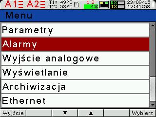Stan przekaźnika przy Zał. alarmie załączonym alarmie Wyłączony/Załączony 3 Blokada wył. alarmu Wył./Zał. Wył. 4 Sygnalizacja alarmu Wył./Zał. Gdy funkcja sygnalizacji alarmu Wył.