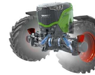 Pierwszy silnik hydrauliczny doprowadza stały moment obrotowy do osi tylnej za pośrednictwem hydrostatyczno-mechanicznego układu rozdziału mocy w zakresie prędkości od 0 km/h do 60 km/h.