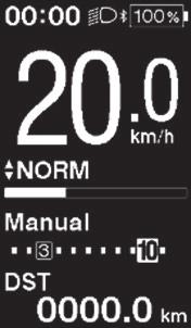 Menu ustawień (SC-E6100) Uruchamianie 1. Zatrzymać rower. 2. Nacisnąć i przytrzymać przycisk funkcji. Zwolnić przycisk, gdy na wyświetlaczu pojawi się ekran ustawień.
