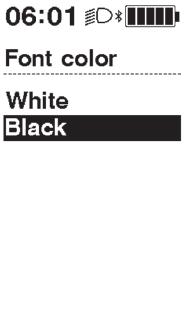 Kolor czcionki Wybierz czarny lub biały kolor czcionki. 1. Otworzyć menu [Font color]. (1) Otworzyć menu ustawień.