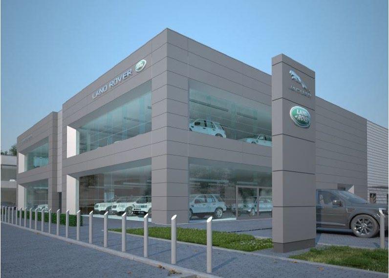 Nowy obiekt, w którym będą prezentowane i udostępniane samochody z oferty Jaguar Land Rover, umożliwi równoczesną prezentację 27 samochodów. Projekt salonu przy ul.