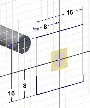 Rys. 10. Polecenie Rzutuj element 3. Kliknij krawędź okręgu na końcu rury lub cały króciec (wtedy rzut okręgu pojawi się na płaszczyźnie konstrukcyjnej). 4.