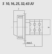 3, 63 JU max.6 L B S 0, 6, 5, 3, 63 JU J Otwory montażowe xm V I R S 00, 60 JU max.
