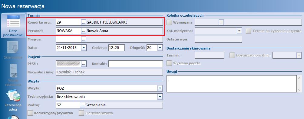 Zaplanowanie wizyty w Terminarzu Rozdział Zaplanowanie wizyty w Terminarzu 4 Ścieżka: Ewidencja > Rezerwacja > Przegląd terminarza lub przycisk w oknie startowym programu Aby zaplanować wizytę do