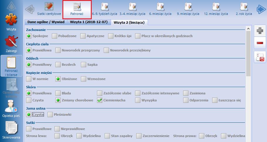 Patronaż i bilanse W przypadku pomyłki istnieje możliwość usunięcia wizyty z karty. Służy do tego przycisk, który usuwa wyłącznie bieżącą wizytę.