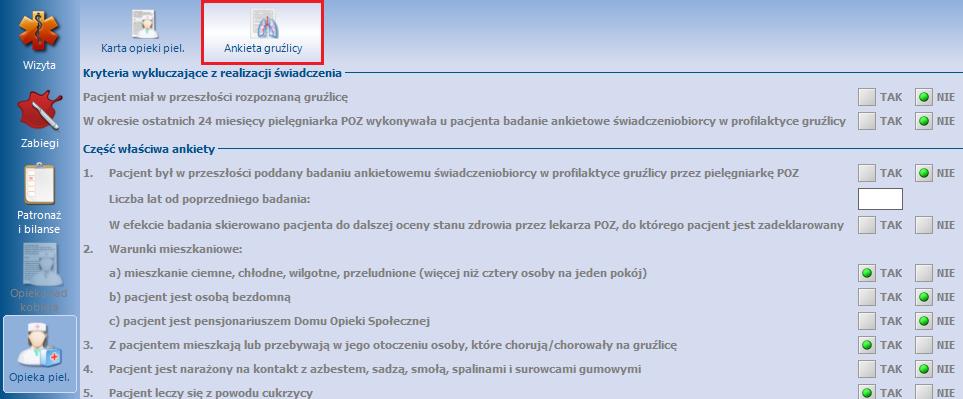 Opieka pielęgniarska Na podstawie zaznaczonych odpowiedzi, aplikacja podsumuje liczbę punktów i wyznaczy poziom ryzyka zachorowania na gruźlicę w sekcji W ynik oceny.