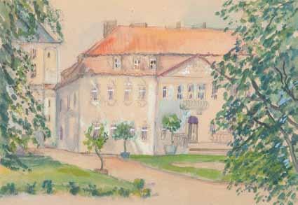 9 Wanda Chełmońska (1891 Warszawa 1971 Warszawa) Pałac w Nieborowie akwarela, gwasz/papier, 20 x 28,8