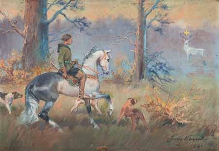 40 Jerzy Kossak (1886 Kraków 1955 Kraków) Św. Hubert na łowach, 1941 r.