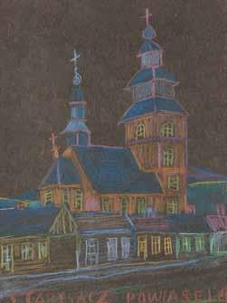 Krynicki (1895 Krynica 1968 Folusz) Dwie postacie przed kościołem