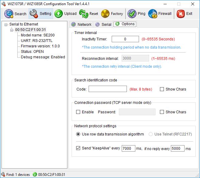 /WIZ108SR Configuration Tool). Aktualizacja oprogramowania jest realizowana przez sieć Ethernet.