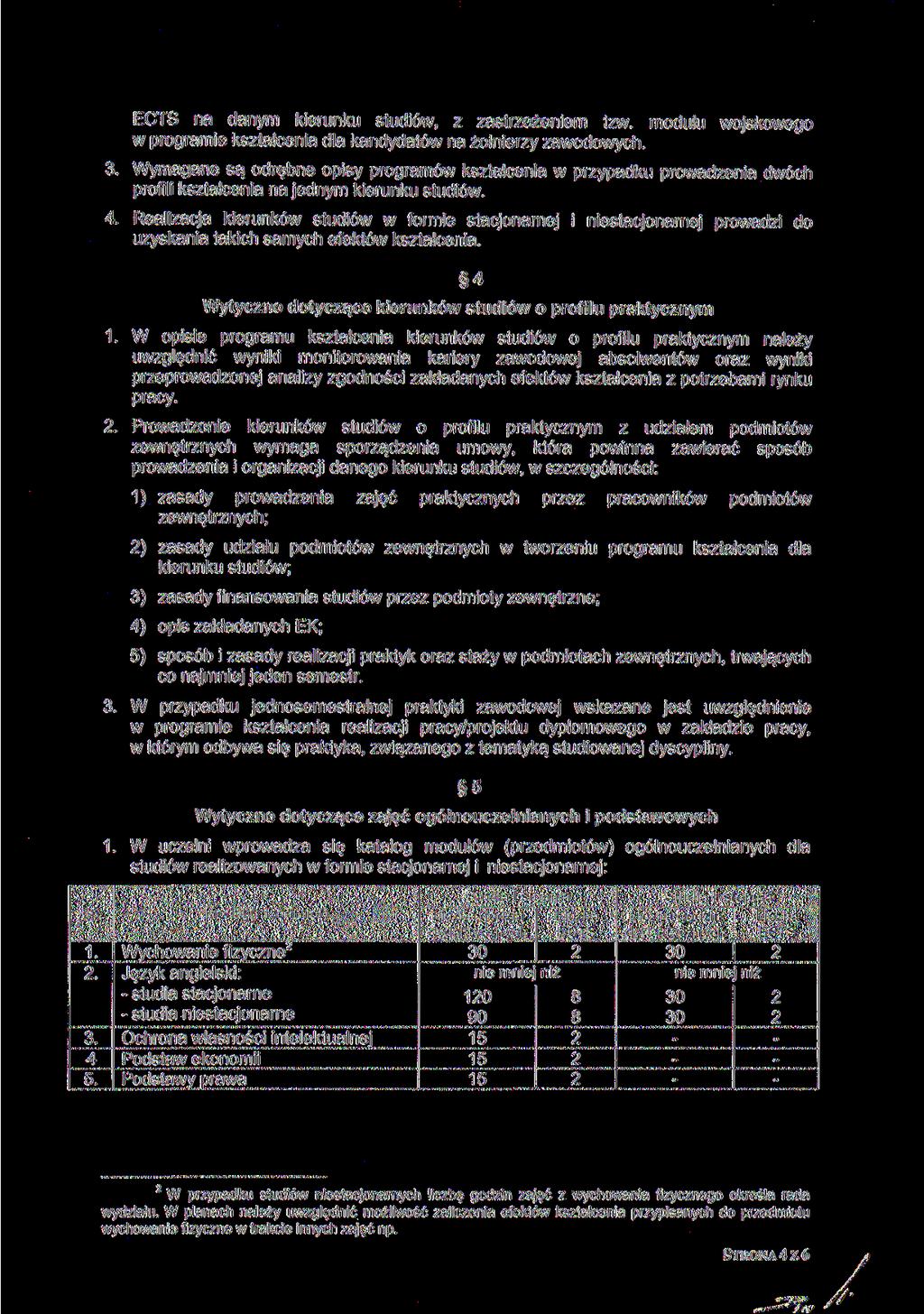 na danym kierunku studiów, z zastrzeżeniem tzw. modułu wojskowego w programie kształcenia dla kandydatów na żołnierzy zawodowych. 3.