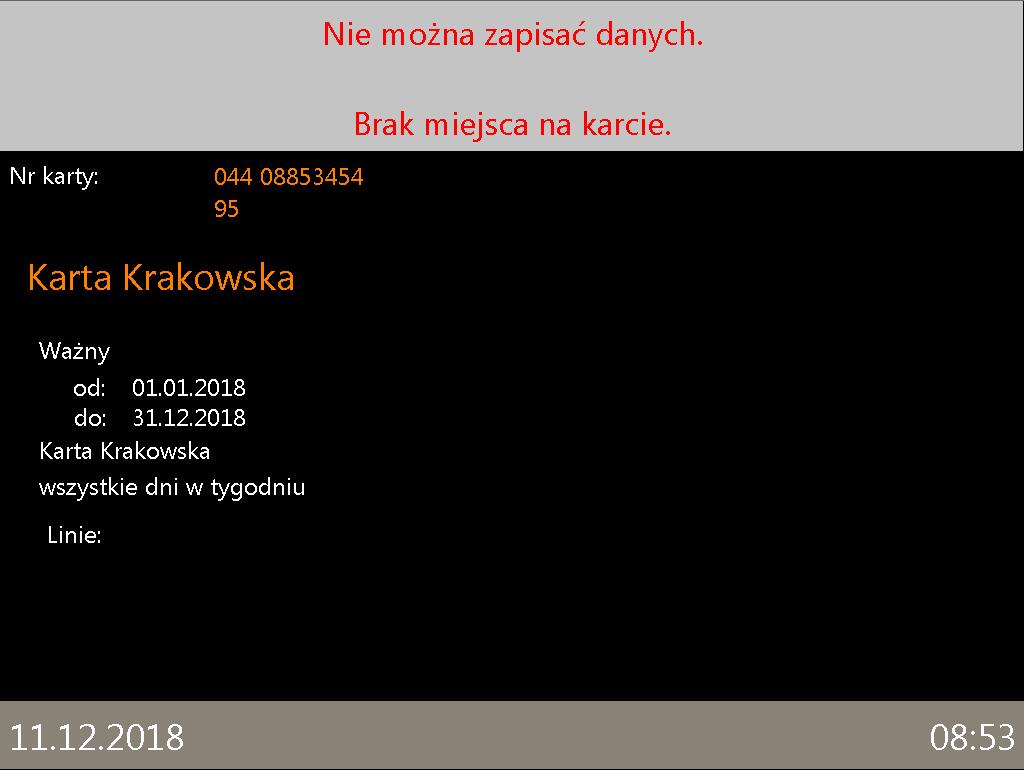 2. Brak możliwości zapisania ebiletu oraz uprawnień Karty Krakowskiej Istnieje kilka sytuacji, w których zapisanie biletu opłaconego przez internet bądź