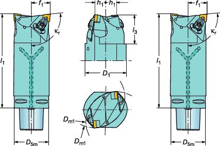 MULT-TASK MACNNG Coromant Capto cutting units Wielofuncyjne narzędzia CoroPlex TT twin tool CoroTurn RC, docisk sztywny Wersja narzędzia/kształt płytki Cx-T-DCL.xxDCLxx DCL.