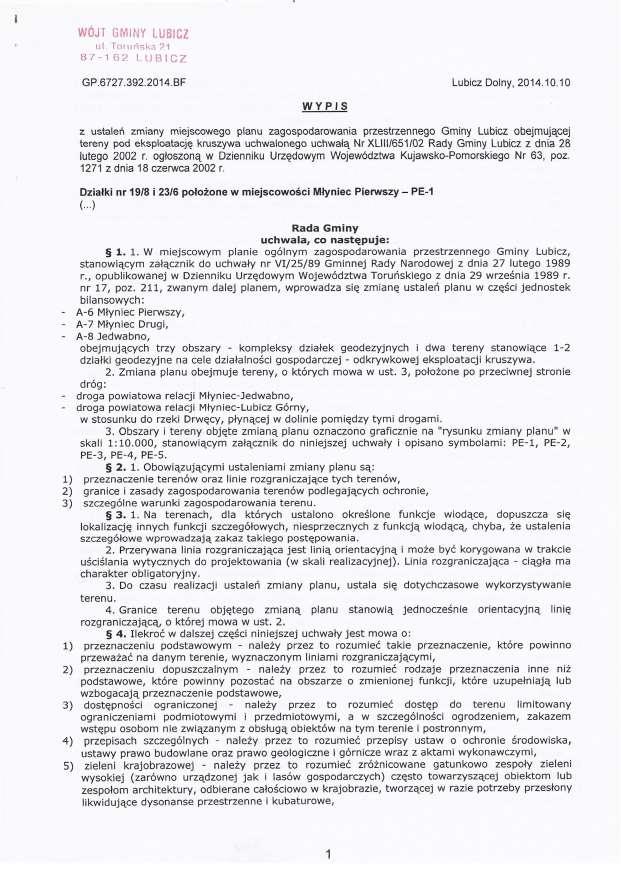 134/149 Załącznik nr 6 Lubicz Wypis z ustaleń
