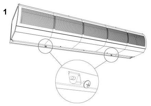 5. INSTALATION 5. MONTAŻ 5. INSTALLATIE 5. МОНТАЖ Air curtains can be mounted horizontal. During the montage, the minimal distances from the walls and ceiling have to be kept.