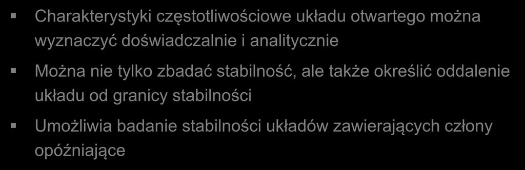 Zley kryerium Nyqui 6 Chrkeryyki częoliwościowe ukłdu owrego moż wyzczyć doświdczlie i liyczie Moż ie ylko zbdć bilość, le kże